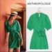 Anthropologie Dresses | Anthropologie Shirtdress Mini Dress Short Puff Sleeved Green Size S Nwt | Color: Green | Size: S