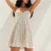 Zara Dresses | New Nwot Zara Beige Ecru White Gingham Checkered Plaid Mini Dress Size Xl | Color: Cream/Tan | Size: Xl