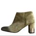 Anthropologie Shoes | Anthrolenora Mia Green Genuine Suede Ankle Booties Mid Heel Boots Women's 7 | Color: Gold/Green | Size: 7