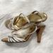 Coach Shoes | Coach Open Toes Heels With Strap White And Gold | Color: Gold/White | Size: 7