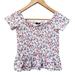 American Eagle Outfitters Tops | American Eagle Women's Smocked Top Small Ditsy Floral Off Shoulder Peplum Hem | Color: Orange/White | Size: S