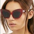 Free People Accessories | Free People Sunglass Oversize Cat Eye Red Gray Len | Color: Gray/Red | Size: Os