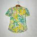 Lilly Pulitzer Tops | Lilly Pulitzer Yellow Pink Floral Short Sleeve Button Up Women’s Blouse Size 2 | Color: Green/Yellow | Size: 2