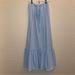 Free People Skirts | Free People Beach Convertable Halter Maxi Dress Ribbed Tiered Wrap Skirt | Color: Blue | Size: Xs