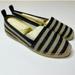 Kate Spade Shoes | Kate Spade Lilliad Black/Natural Glitter Striped Canvas Espadrilles Size 9.5 | Color: Black/Cream | Size: 9.5