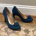 Anthropologie Shoes | Anthropologie Miss Albright Melia Rosette Heels | Color: Blue | Size: 9.5