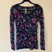 Free People Tops | Free People Women’s Floral Long Sleeve Lace Sheer Scoop Neck Top Size M. Euc! | Color: Blue/Purple | Size: M