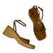 J. Crew Shoes | J. Crew Y2k Square Toe Sandal Brown Leather Wooden Platform Open Toe Size 8 | Color: Tan | Size: 8