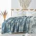 Anthropologie Bedding | New Anthropologie Boho Floral Muslin Reversible Throw Blanket Quilt 60" X 80" | Color: Blue/White | Size: Os