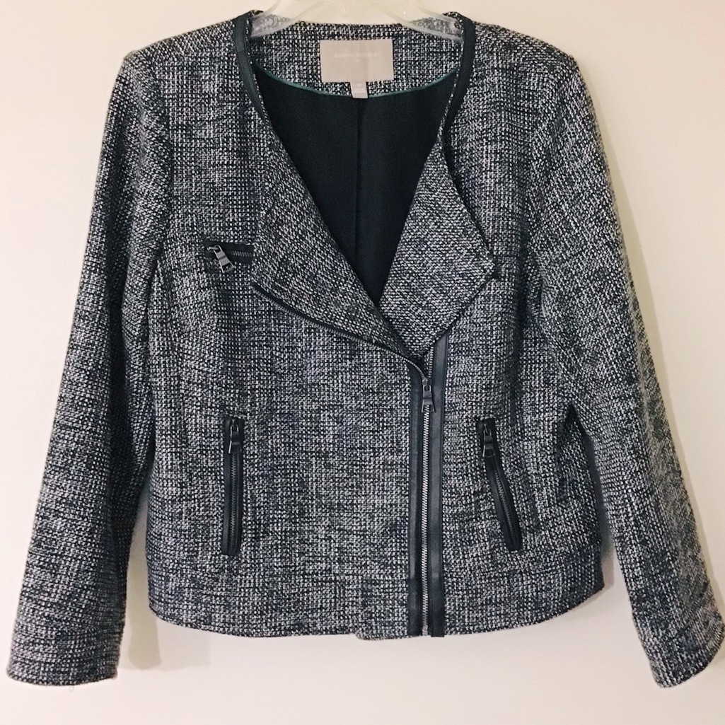 J. Crew Jackets & Coats | Banana Republic Tweed Jacket Blazer | Color: Black/White | Size: 12