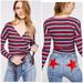 Free People Tops | Free People Always With Me Striped Wrap Long Sleeve Top Size Xs Red White Blue | Color: Blue/Red | Size: Xs