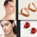 J. Crew Jewelry | J.Crew Mini Hard Candy Acetate Hoops-Ay748 & Made-In-Italy Acetate Angular Hoop | Color: Tan/White | Size: Os