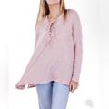 Anthropologie Tops | Anthropologie Maronie Lace Up High Low Hooded Top Long Sleeve Blush Pink Medium | Color: Pink | Size: M