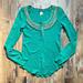 Free People Tops | Free People Green Blanket Stitch Longsleeved Thermal Top | Color: Green | Size: S