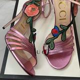 Gucci Shoes | Gucci Ophelia Floral Embroidered Sandals | Color: Red | Size: 39