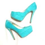 Jessica Simpson Shoes | Jessica Simpson Teal Platform Heels Pumps Women's Size 7 | Color: Blue/Green | Size: 7