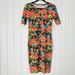 Lularoe Dresses | Lularoe Floral Julia Dress Xs New Black Peach Yellow Turquoise Green Fitted Rose | Color: Black/Orange | Size: Xs