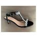 J. Crew Shoes | J.Crew Women's Black Pearl T-Strap Heels Size: 7 | Color: Black/White | Size: 7