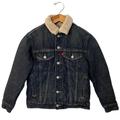 Levi's Jackets & Coats | Levi’s Sherpa Lined Trucker Jacket Big Boys Size S Dark Wash Distressed Vintage | Color: Blue/Tan | Size: Sb
