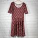 Lularoe Dresses | Lularoe Women’s Dress Fit Flare Artsy Size Xl Munroe Pink Red Dress Stretch | Color: Pink | Size: Xl