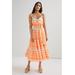 Anthropologie Dresses | Anthropologie X Devotion Twins ‘Petra Embroidered’ Midi Maxi Dress Cotton Tiered | Color: Orange/White | Size: One Size