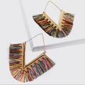 Anthropologie Jewelry | 2/$35 Anthropologie Colorful Fringe Gold Plated Filigree Earrings D19 | Color: Gold/Red | Size: Os