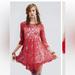 Free People Dresses | Free People Red Lace Dress 3/4 Sleeves | Color: Red | Size: 4