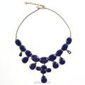 J. Crew Jewelry | J. Crew Women's Navy Blue Resin Rhinestone Statement Bib Necklace | Color: Blue/Gold | Size: Os