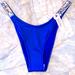 Victoria's Secret Swim | Large Victorias Secret Swim Bombshell Bikini Bottom Silver Shine Strap Blue | Color: Blue/Silver | Size: L