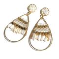 Anthropologie Jewelry | 2/$35 Anthropologie Genuine White Agate Beaded Gold Teardrop Dangle Ear | Color: Gold/White | Size: Os