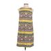 Ann Taylor LOFT Casual Dress - Shift: Yellow Print Dresses - Women's Size Small