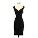 Snap Cocktail Dress - Bodycon: Black Solid Dresses - Women's Size 3