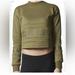 Adidas Tops | Adidas Olive Army Green Pullover Three Stripes Logo Crop Top Sweatshirt | Color: Green | Size: S