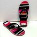 Kate Spade Shoes | Kate Spade Black & Pink Stripe Flip Flops 7 New! | Color: Black/Pink | Size: 7