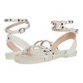 Kate Spade Shoes | Kate Spade Mai Tai Leather Strappy Stud Flat Jute Sandals Sz 10b White | Color: Gold/White | Size: 10