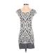 Chelsea & Violet Casual Dress - Mini Scoop Neck Short sleeves: Gray Dresses - Women's Size Small