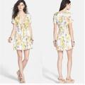 Free People Dresses | Free People Sz 8 Women's Yellow Part Time Lover Tie Front Mini Dress | Color: White/Yellow | Size: 8