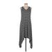 Tash + Sophie Casual Dress - High/Low: Black Stripes Dresses - Women's Size Large