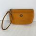 Coach Bags | Coach Women's Wristlet Park Leather Wallet Orange / Yellow Turnlock Pocket Bag | Color: Orange | Size: Os