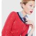 J. Crew Sweaters | J.Crew Holiday Red Sequin Sweater W/Contast Trim | Color: Red | Size: M