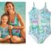 Lilly Pulitzer Swim | Lilly Pulitzer Girls Upf 50+ Mals Swimsuit Size 12 Bali Blue Sway This Way | Color: Blue/Pink | Size: 12g