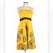 Anthropologie Dresses | Anthro Floreat Yellow Black 100% Cotton Strapless Floral Women's Size 6 | Color: Black/Yellow | Size: 6
