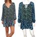 Free People Dresses | Free People Lucky Loosey Blue Paisley Floral Print Tunic Mini Dress Womens Sz Xs | Color: Blue/Green | Size: Xs