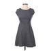 Old Navy Casual Dress - Mini Crew Neck Short sleeves: Gray Dresses - Women's Size Small