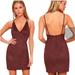 Free People Dresses | Free People Running Wild Wine Burgundy Faux Suede V Neck Strappy Mini Dress Med | Color: Purple/Red | Size: M