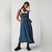 Free People Dresses | Free People Dolly Midi Denim Color Gauze Dress Size Xs | Color: Blue | Size: Xs