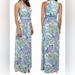 Lilly Pulitzer Dresses | Lilly Pulitzer Bellina Conch Republic Seashell Maxi Dress Xxs | Color: Blue/Pink | Size: Xxs