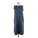 Uniqlo Casual Dress - Shift High Neck Sleeveless: Blue Print Dresses - Women's Size Small