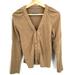 Anthropologie Sweaters | Anthropologie Soft Knit Long Juliet Sleeve Snap-Front Cardigan Sweater Olive L | Color: Green/Tan | Size: L