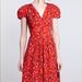 Anthropologie Dresses | Hi There Karen Walker Basque Red Floral Dress 6 | Color: Red | Size: 6